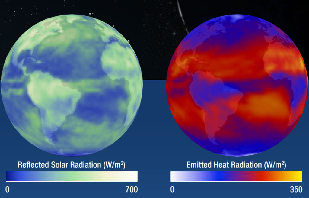 Two images showing the radiation budget of Earth