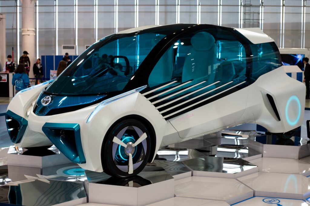 A photo of a hydrogen-powered concept car